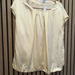 ICE Pale Yellow Silk Cap-Sleeve Silk Blouse